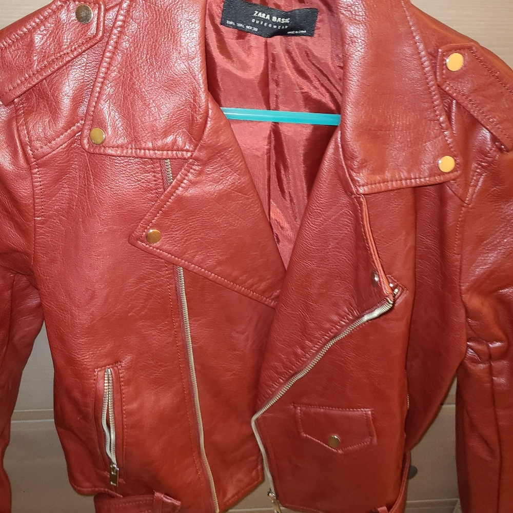 SOLD!! - Zara Leather Jacket Women's Size Large
